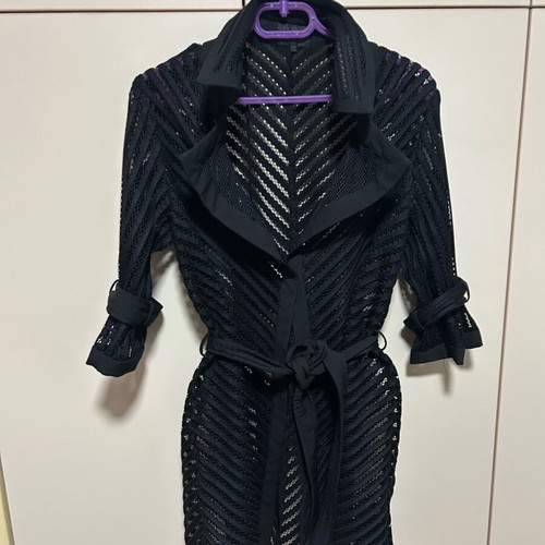 Minus perforated black trench coat like new