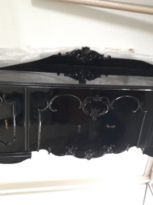 Black lacquered sideboard used, 60s-70s vintage