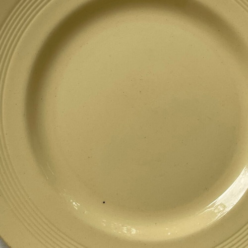 Set of 6 antique Wood's Ware plates used, ceramic, yellow
