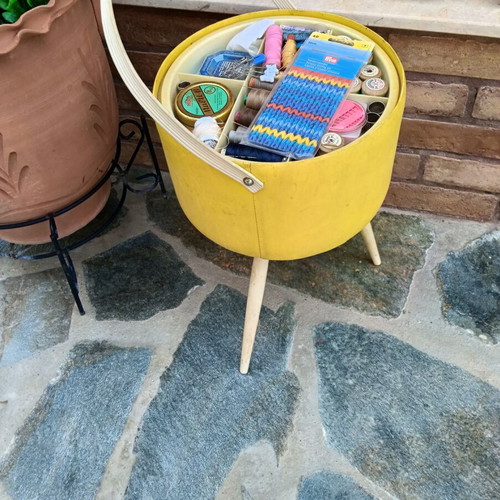 Vintage storage container for sewing items from the 70s used