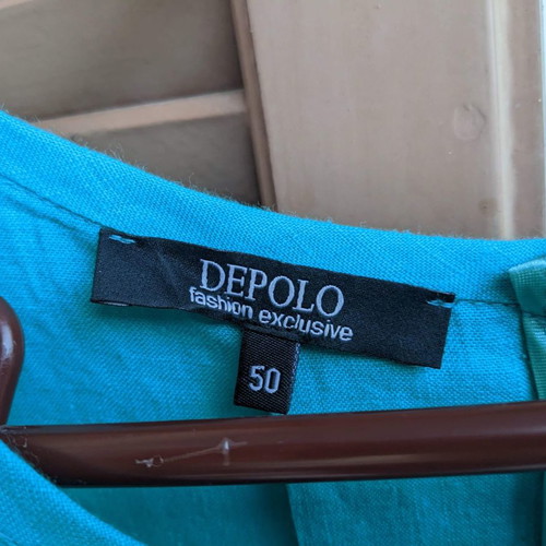Depolo linen dress used, long turquoise with pockets