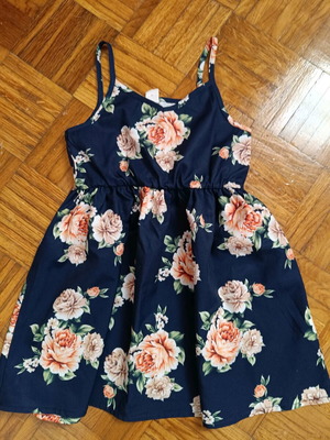 Blue dress with flowers size 4 years like new Shein