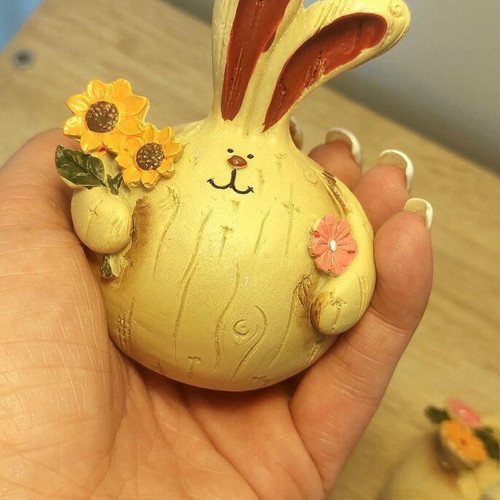 Set of decorative spring bunny figurines