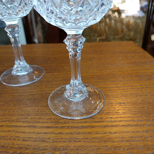 Glass water goblets rhombus pattern set of 4 new 240 ml