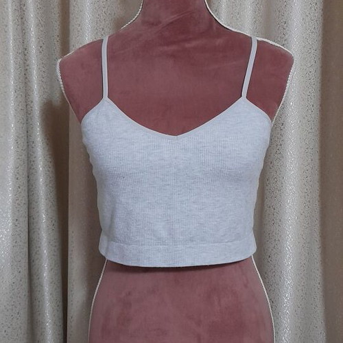 Γυναικείο γκρι cropped τοπάκι Primark Cares μέγεθος M