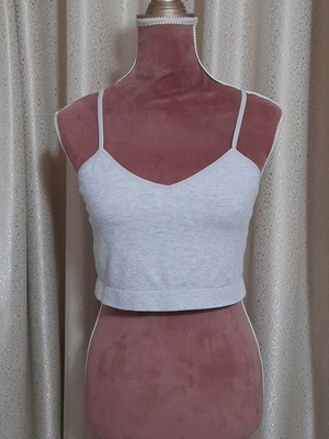 Γυναικείο γκρι cropped τοπάκι Primark Cares μέγεθος M