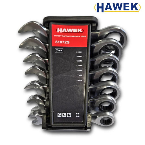 Hawek short ratchet wrench set 7 pcs 8-19 mm new