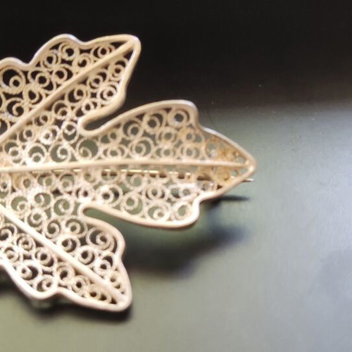 Silver 1000 Grade Handmade Brooch, Leaf Design