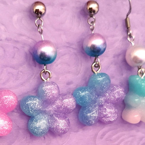 Kawaii handmade earrings with steel clasp new