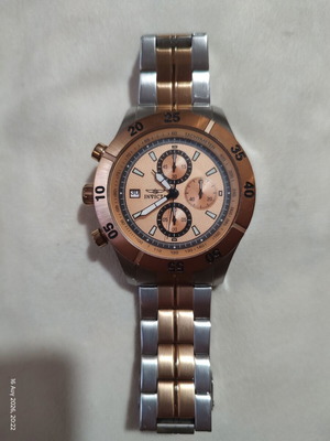 Invicta men's two-tone chronograph watch, rose gold and steel bracelet