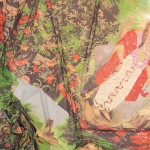 Jean Paul Gaultier Hindu Goddess Mesh Pareo used, multicolor, SS 1998