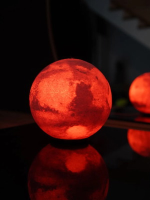Mars Planet Lamp new with 3D printing and warm lighting