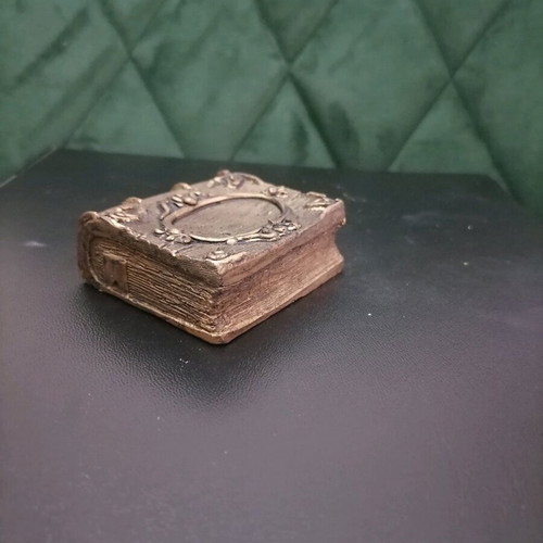 Handmade plaster sculpture book new in gold color