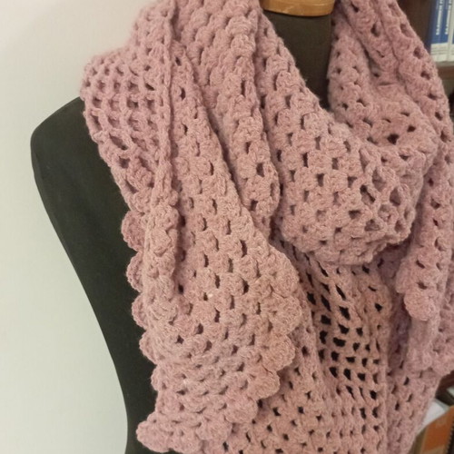 Handmade scarf new pink (dusty rose)