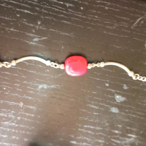 Silver bracelet new, red
