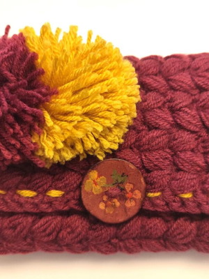 Handmade knitted handbag like new, pink and yellow