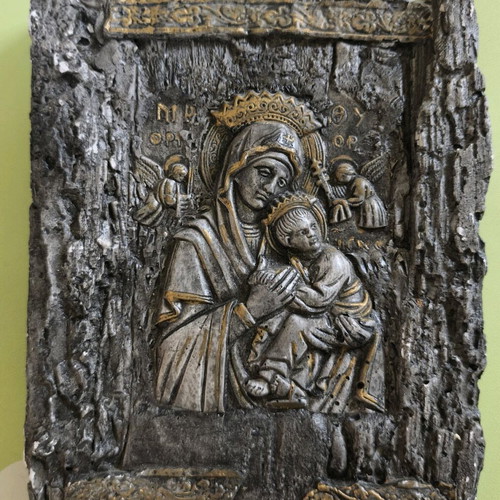 Sacred icon like new with fresco technique 20x23cm