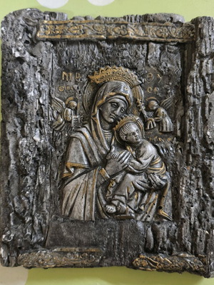 Sacred icon like new with fresco technique 20x23cm