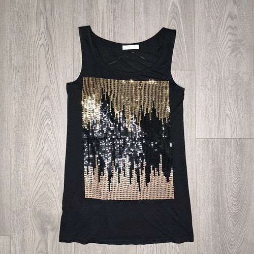 Promod sleeveless top with sequins black size M like new