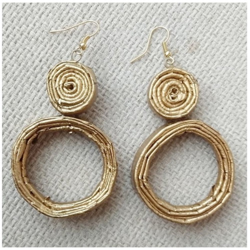 Earrings large new handmade from recycled paper
