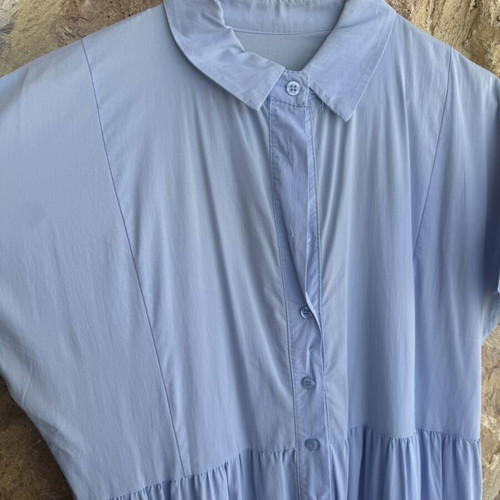 Baby Blue Midi Shirt Dress light blue cotton XL like new
