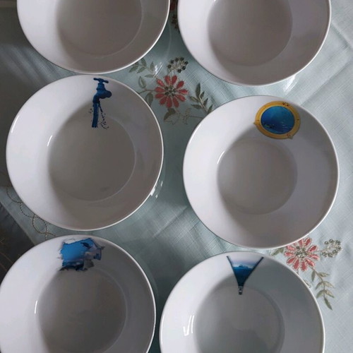 Illusion porcelain bowl set of 6 like new