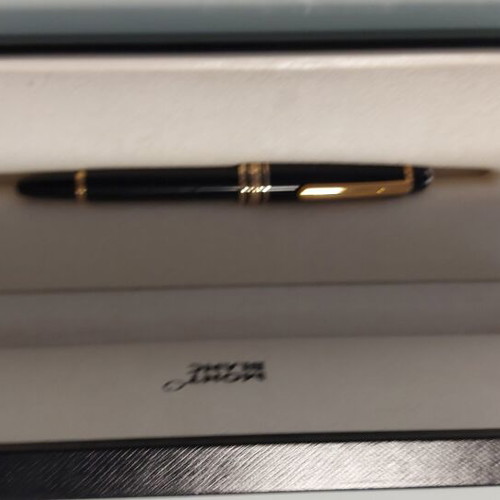 Mont Blanc Meisterstuck mini sized baby fountain pen with 14k gold nib and Mont Blanc men's lapel pin gift