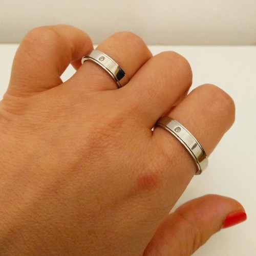 Stainless Steel Ring Set with Zircon like new