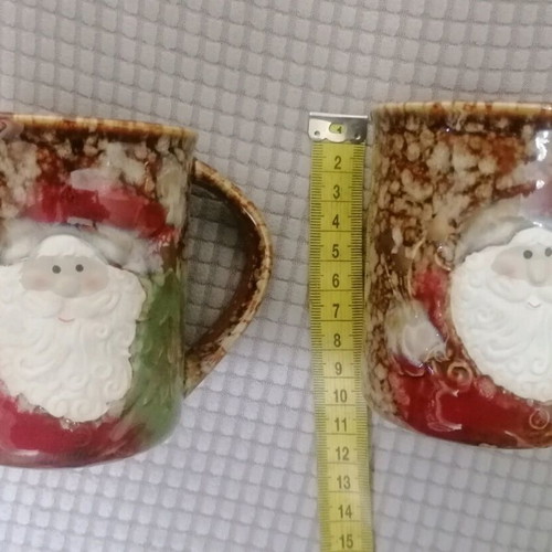 Set of 2 new ceramic mugs with painted exterior
