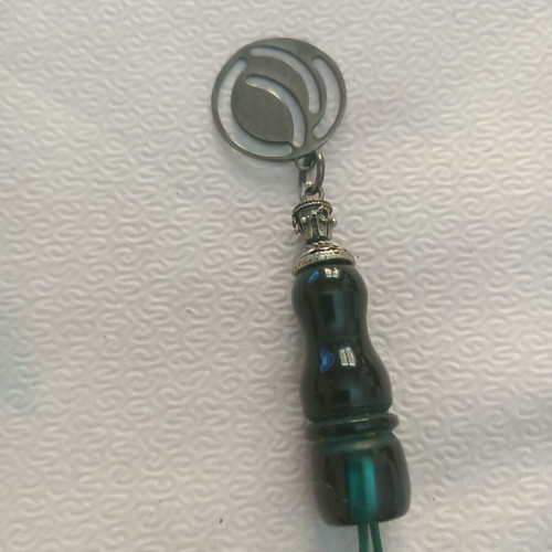 Komboloi with Blue-Green Barrel-Shaped Beads like New, 25 cm