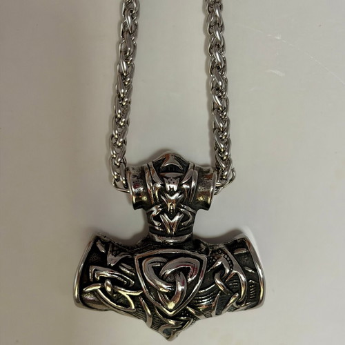 Viking War Hammer Pendant 316L Stainless Steel with 60 cm Chain, New