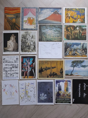 Art museum postcards collection used, 19 pieces