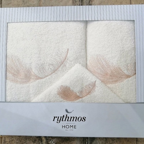 Rythmos towel set of 3 with embroidery, new