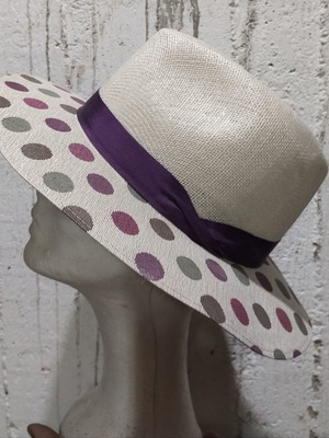 Hat new, handmade from linen, colorful purple summer