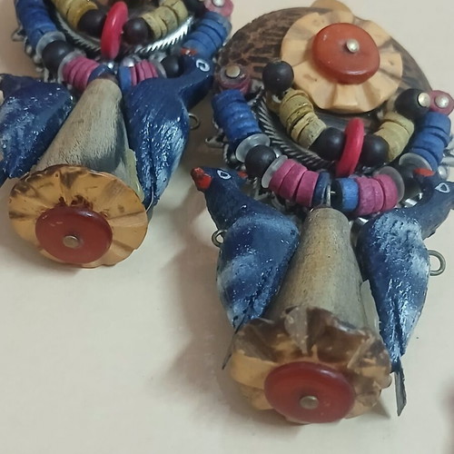 Vintage handmade earrings, ethnic boho style