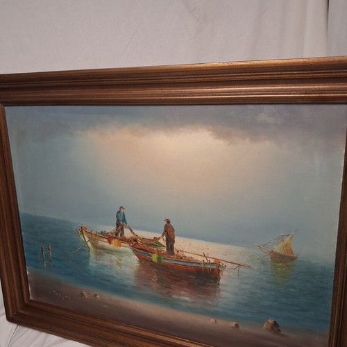 Christos Tselios Authentic Oil Painting on Canvas Signed Seascape 70x50 cm