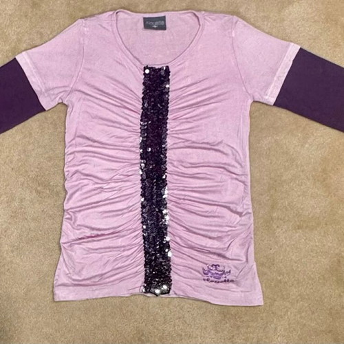 Allouette two-tone blouse with sequins No 6 like new, pink purple