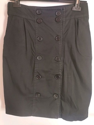 Nautical skirt used, black with buttons and pleats