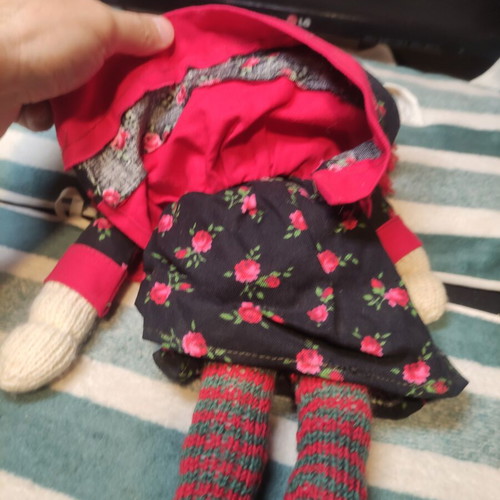 Fabric doll used, possibly Little Red Riding Hood, 40cm