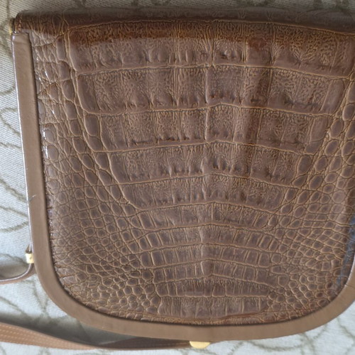 Vintage Almada leather shoulder bag cognac brown from the 80s