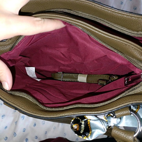 Famous Shoes olive/brown handbag new with bow and two compartments