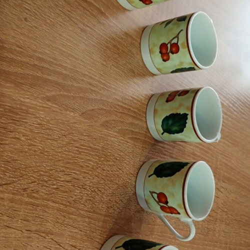 Coffee cups new, set of 5 white porcelain