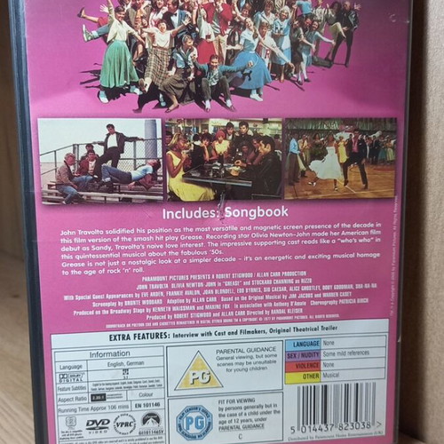 Grease DVD with English subtitles and song lyrics booklet