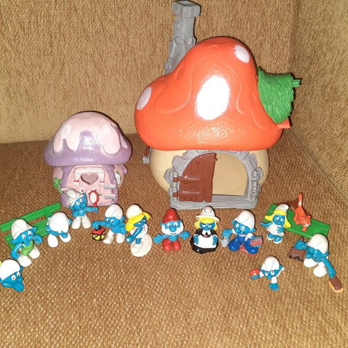 Smurfs Village vintage collectible figures used