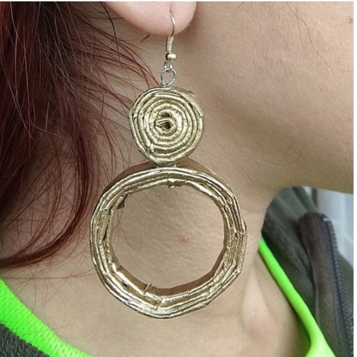 Earrings large new handmade from recycled paper