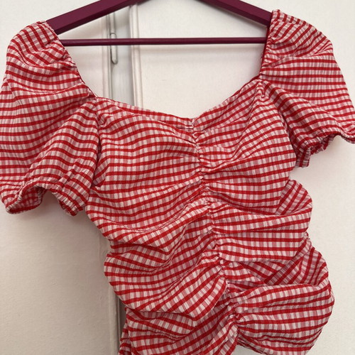 Checked blouse Mango like new, size S, white and red