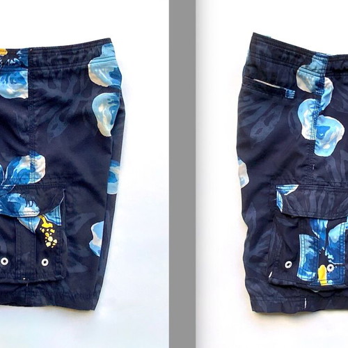 Abercrombie & Fitch Boys' Swim Shorts XL Dark Blue Floral like new