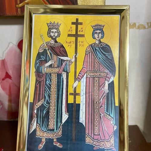 Saint Constantine and Saint Helen framed print 10x15cm new
