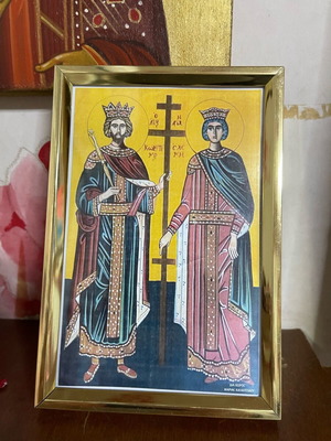 Saint Constantine and Saint Helen framed print 10x15cm new