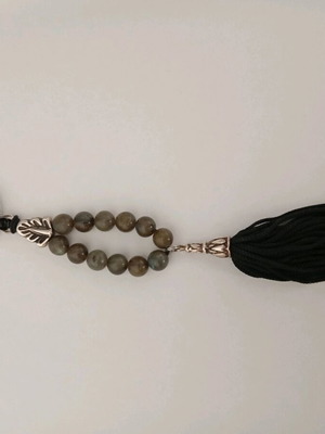 Keychain begleri new with labradorite beads, metal elements and tassel